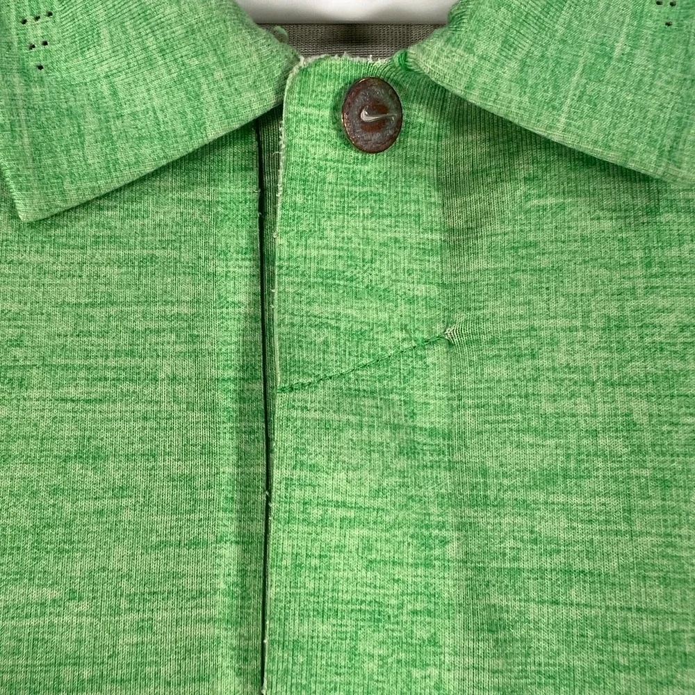 Nike‎ Tiger Woods Polo Mens Large Green Striped Short Sleeve Golf Outdoor